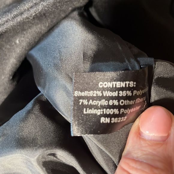 Long Peacoat Style sz 3X Giacca Gallery woman Black wool blend - Picture 9 of 10